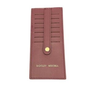 Badgley Mischka 7 Slot Plum Simple Card Holder Wallet With Snap Closure NWT